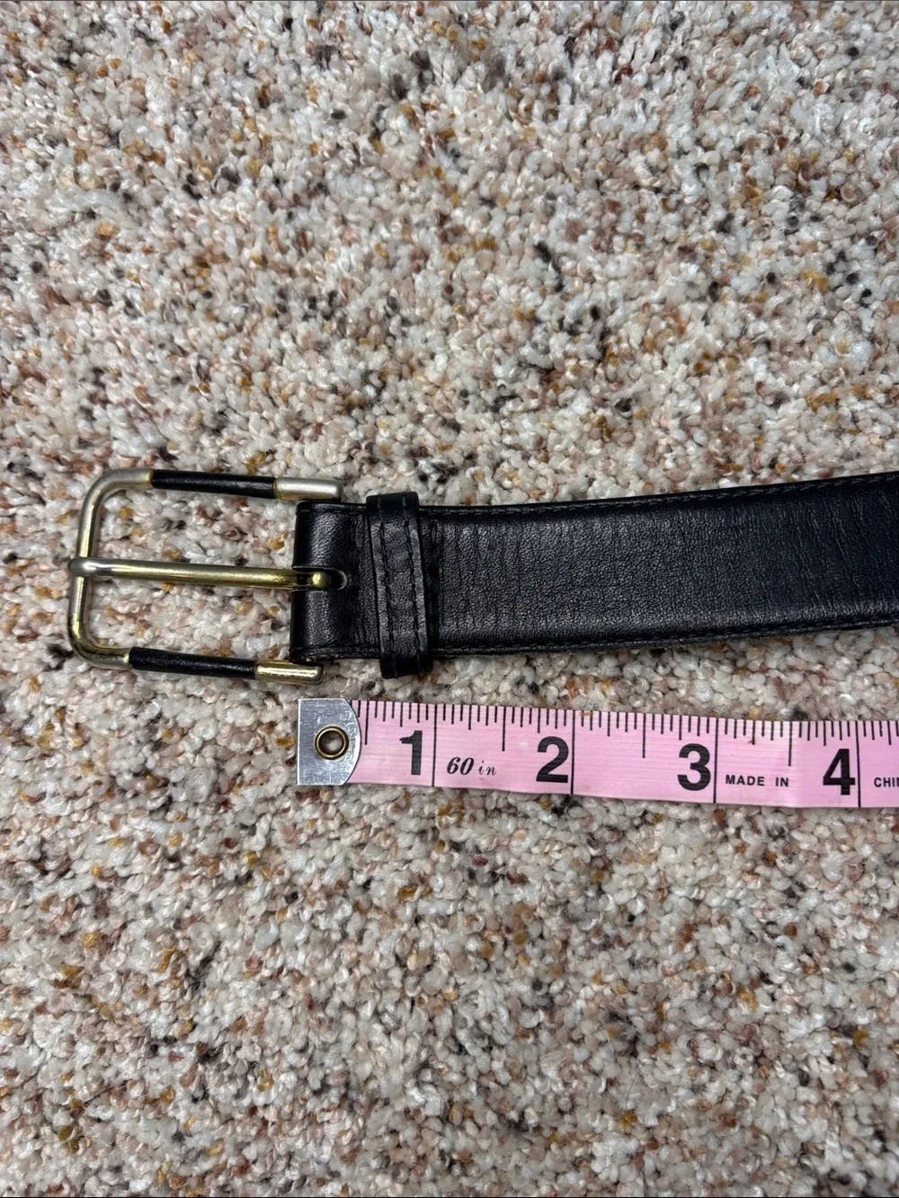 Classic Black Leather Men's Belt with Gold-Tone Buckle